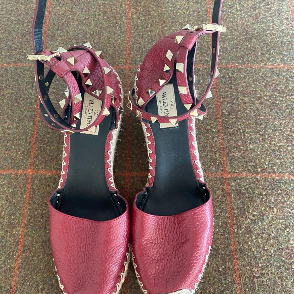 Valentino Red Espadrilles With Studded Details